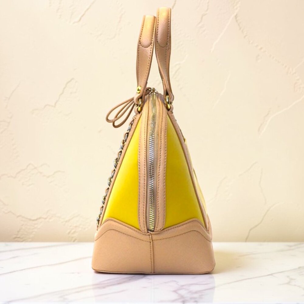 Sharif 1827 Vegan Leather Two-Toned Bowler Satchel Bag with Matching Pouch- New - Picture 7 of 16